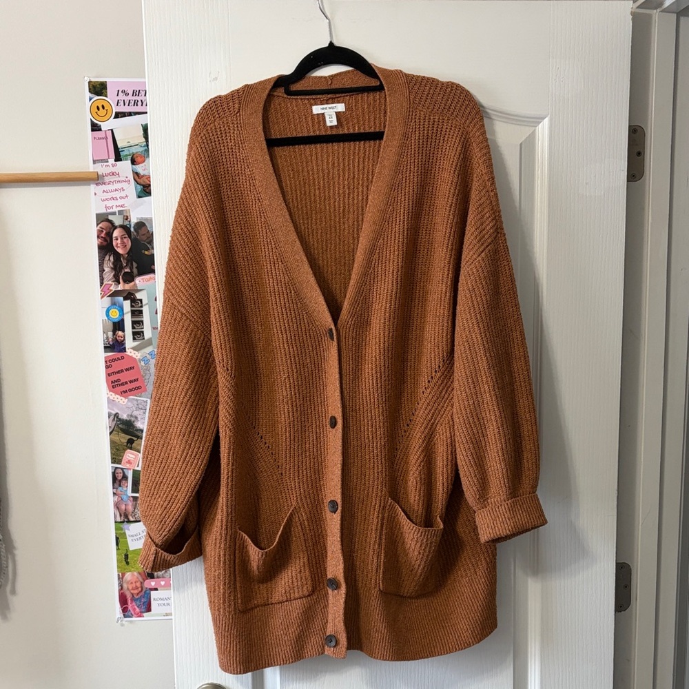 Nine West Orangish Brown Cardigan Sweater